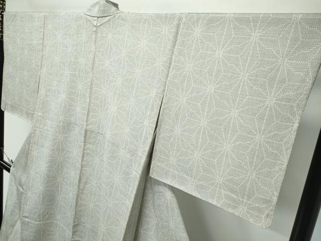 平和屋本店▽極上 白鷹お召 単衣 110亀甲 麻の葉文様 逸品 未使用 CZAA5593s6