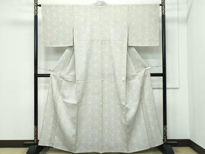 平和屋本店▽極上 白鷹お召 単衣 110亀甲 麻の葉文様 逸品 未使用 CZAA5593s6