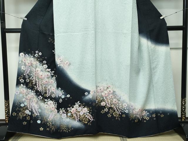 平和屋本店●極上　訪問着　辻が花　絞り　暈し染め　銀通し地　逸品　CZAA5579s6