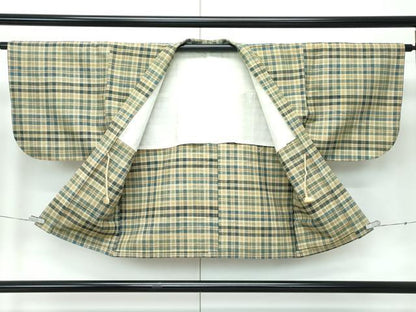 平和屋本店∞希少　人間国宝　志村ふくみ　羽織　紬地　２点セット　単衣　格子柄　羽織紐・たとう紙付き　逸品　CZAA5588s6