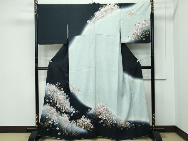 平和屋本店●極上　訪問着　辻が花　絞り　暈し染め　銀通し地　逸品　CZAA5579s6
