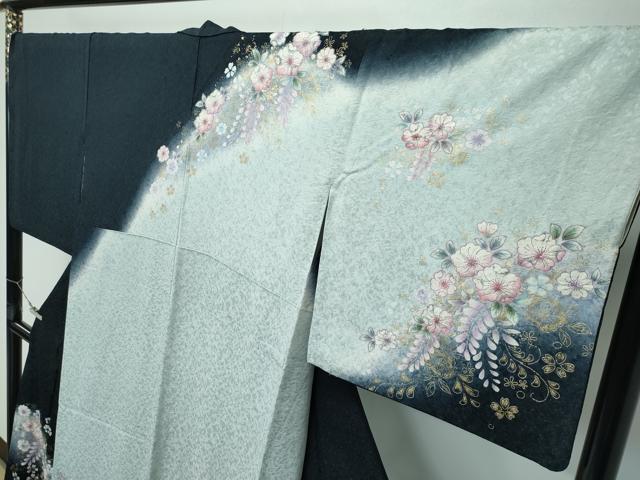 平和屋本店●極上　訪問着　辻が花　絞り　暈し染め　銀通し地　逸品　CZAA5579s6
