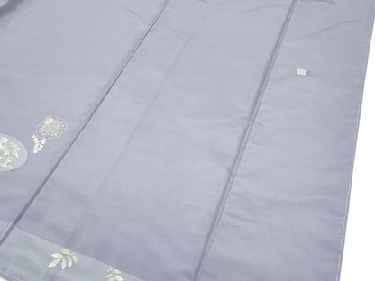 平和屋本店●極上 山口美術織物 皇室 伊勢神宮御用 西陣織 訪問着 紬地 総刺繍 藤花房 花喰い鳥 紫鼠色地 逸品 未使用 CZAA5578s6