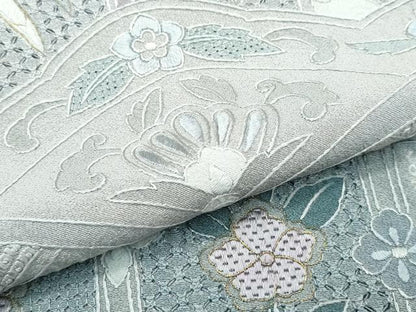 平和屋本店●極上 訪問着 総刺繍 中国三大刺繍 スワトウ相良刺繍 絞り 正倉院鳳凰花唐草文 金糸 利休白茶色地 さが美扱い 逸品 CZAA5567s6