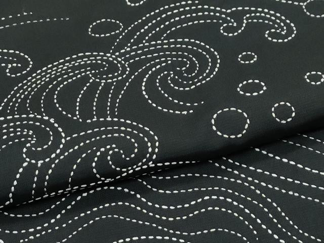 平和屋本店●極上　訪問着　本場大島紬地　総刺繍　刺し子　立波文　逸品　CZAA5596s6