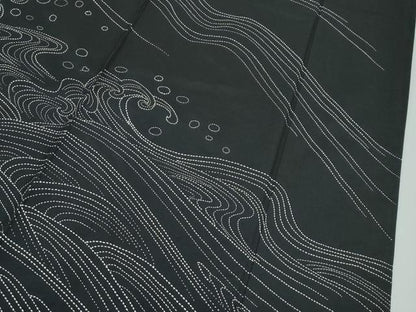 平和屋本店●極上　訪問着　本場大島紬地　総刺繍　刺し子　立波文　逸品　CZAA5596s6