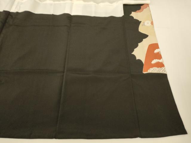 平和屋着物■豪華黒留袖　飛鶴冊子文　金彩　正絹　逸品　AABG9802fw
