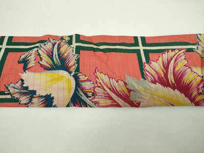 平和屋着物＊夏物　アンティーク　大正ロマン　九寸名古屋帯　絽縮緬　刺繍　大輪の花　正絹　逸品　DABD1795ps