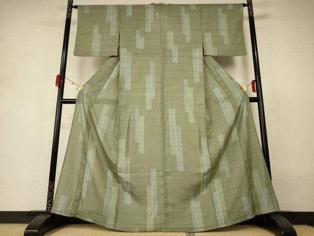 平和屋着物＊夏物　小紋　絽　変わり縞　洗える着物　AABH3265jd