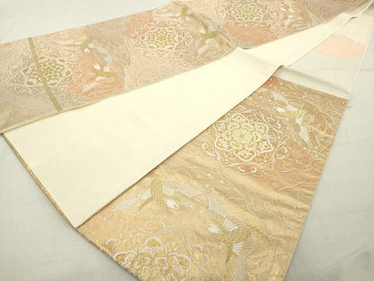 平和屋着物◎六通柄袋帯 唐織 花鳥文 金糸 正絹 逸品 DABD2952cd