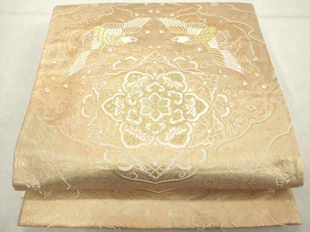 平和屋着物◎六通柄袋帯 唐織 花鳥文 金糸 正絹 逸品 DABD2952cd