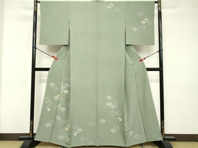 平和屋着物■訪問着 駒刺繍 鹿の子青海波花文 大丸扱い 正絹 逸品 DABD2960cd