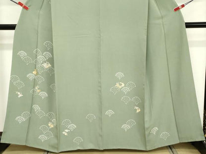 平和屋着物■訪問着 駒刺繍 鹿の子青海波花文 大丸扱い 正絹 逸品 DABD2960cd