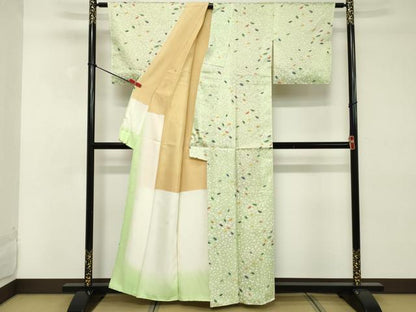 平和屋着物■上質な小紋 草葉文 正絹 逸品 DABD2973cd