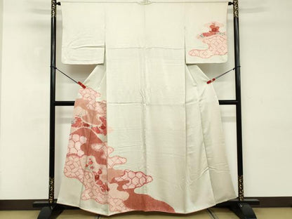 平和屋着物■訪問着 絞り 霞草花文 金彩 正絹 逸品 DABD2993cd