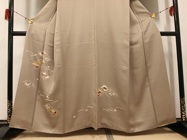 平和屋着物●訪問着　友禅　駒刺繍　草花宝尽くし　金彩　正絹　逸品　AABH3846ph
