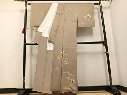 平和屋着物●訪問着　友禅　駒刺繍　草花宝尽くし　金彩　正絹　逸品　AABH3846ph