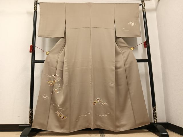 平和屋着物●訪問着　友禅　駒刺繍　草花宝尽くし　金彩　正絹　逸品　AABH3846ph