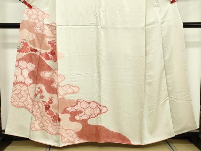 平和屋着物■訪問着 絞り 霞草花文 金彩 正絹 逸品 DABD2993cd
