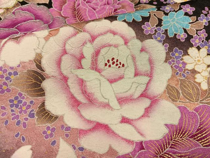 平和屋着物●豪華振袖　刺繍　舞花文　暈し染め　金彩　正絹　逸品　AABH3868ph