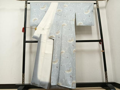 平和屋着物●上質な小紋　菊桜唐草文　暈し染め　正絹　逸品　AABH3854ph