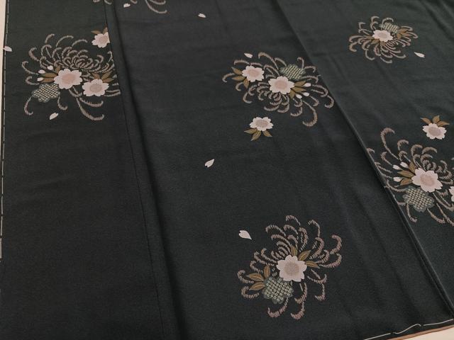 平和屋着物●上質な小紋　長襦袢(無双仕立て)セット　舞花文　正絹　逸品　未使用　AABH3876ph