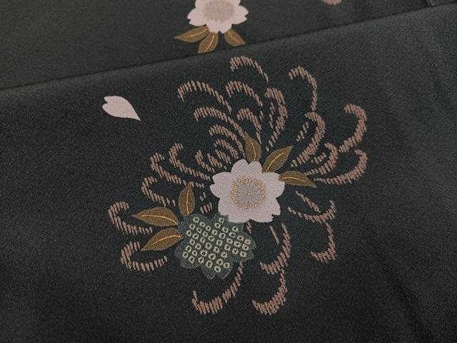 平和屋着物●上質な小紋　長襦袢(無双仕立て)セット　舞花文　正絹　逸品　未使用　AABH3876ph