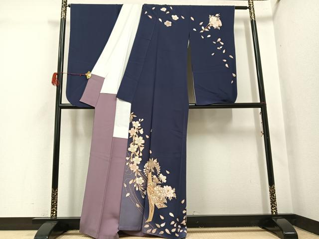 平和屋着物●ファッションブランド hiromichi nakano ヒロミチナカノ 小振袖 二尺袖 刺繍 簪花文 暈し染め 金彩 正絹 逸品 AABH3866ph