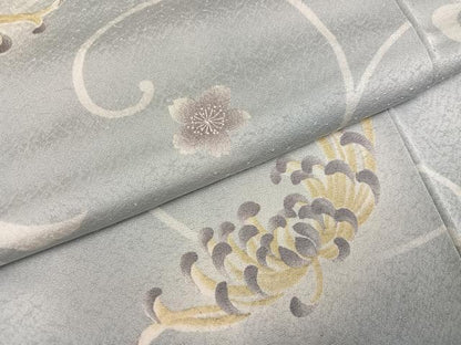 平和屋着物●上質な小紋　菊桜唐草文　暈し染め　正絹　逸品　AABH3854ph