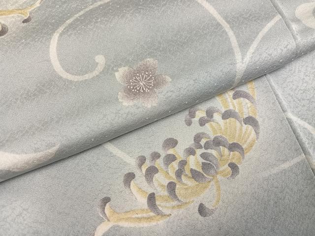 平和屋着物●上質な小紋　菊桜唐草文　暈し染め　正絹　逸品　AABH3854ph