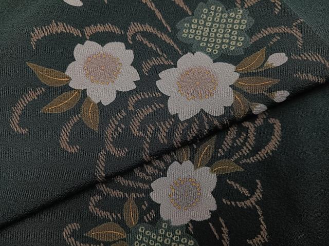 平和屋着物●上質な小紋　長襦袢(無双仕立て)セット　舞花文　正絹　逸品　未使用　AABH3876ph