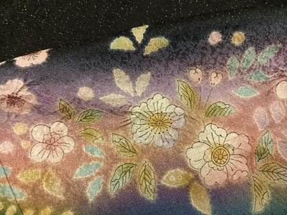 平和屋着物●豪華振袖　辻が花　絞り　暈し染め　黒地　金彩　金通し地　正絹　逸品　AABH3871ph