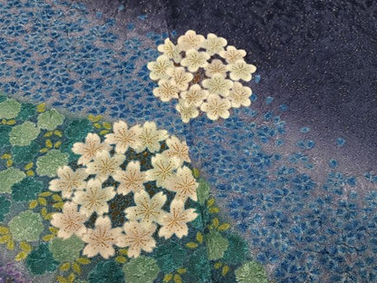 平和屋着物●訪問着　絞り　舞花文　暈し染め　金通し地　正絹　逸品　AABH3864ph