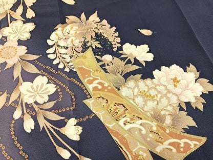 平和屋着物●ファッションブランド hiromichi nakano ヒロミチナカノ 小振袖 二尺袖 刺繍 簪花文 暈し染め 金彩 正絹 逸品 AABH3866ph