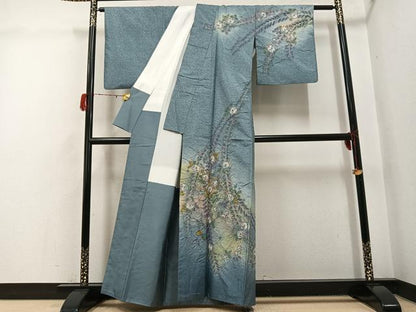 平和屋着物●本場大島紬　訪問着　染大島　辻が花　暈し染め　金彩　金通し地　川野織物謹製　正絹　逸品　AABH3852ph