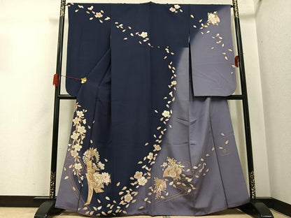 平和屋着物●ファッションブランド hiromichi nakano ヒロミチナカノ 小振袖 二尺袖 刺繍 簪花文 暈し染め 金彩 正絹 逸品 AABH3866ph