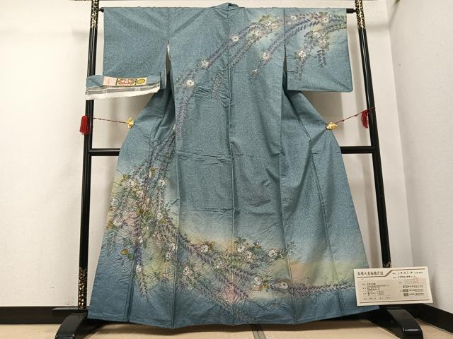 平和屋着物●本場大島紬　訪問着　染大島　辻が花　暈し染め　金彩　金通し地　川野織物謹製　正絹　逸品　AABH3852ph