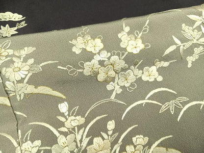 平和屋着物●訪問着　総手刺繍　草花文　暈し染め　金糸　正絹　逸品　AABH3875ph
