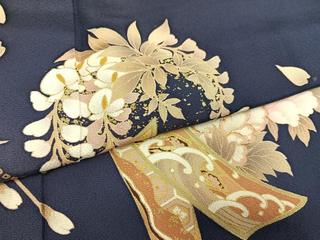 平和屋着物●ファッションブランド hiromichi nakano ヒロミチナカノ 小振袖 二尺袖 刺繍 簪花文 暈し染め 金彩 正絹 逸品 AABH3866ph