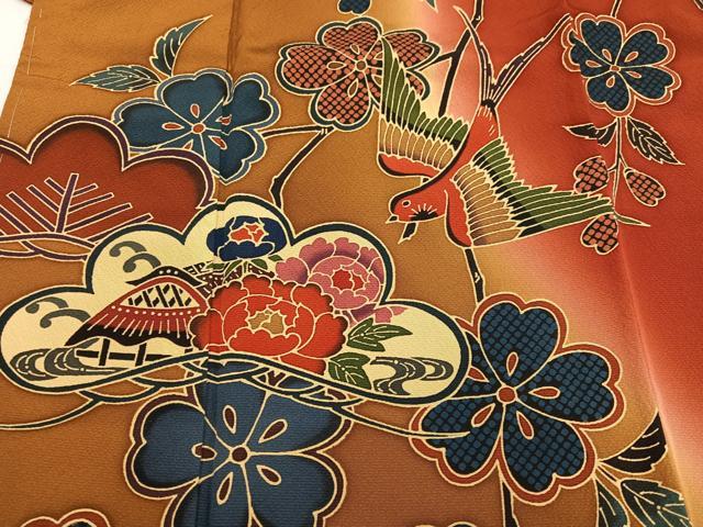 平和屋着物●豪華振袖　紅型　花鳥文　暈し染め　正絹　逸品　未使用　AABH3863ph