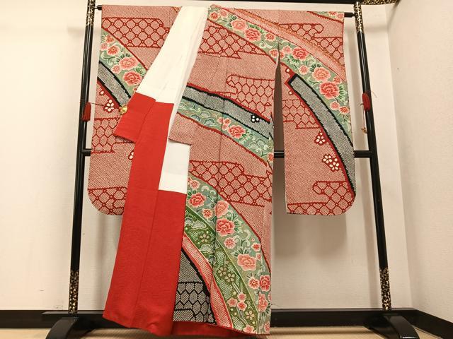 平和屋着物●豪華振袖　総絞り　草花文　金彩　正絹　逸品　AABH4045ph