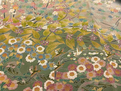 平和屋着物●本加賀友禅作家　百貫華峰　黒留袖　花鳥文　暈し染め　正絹　逸品　AABH3880ph