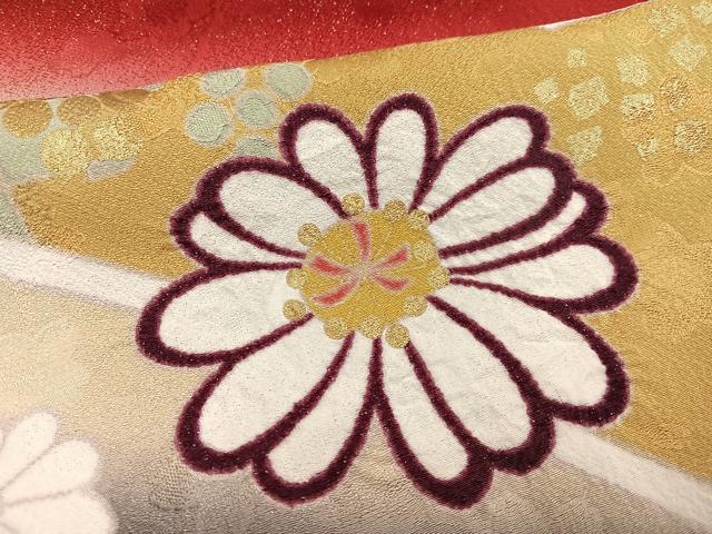 平和屋着物●豪華振袖　絞り　雪芝花文　暈し染め　金彩　銀通し地　ロング丈　正絹　逸品　AABH4042ph