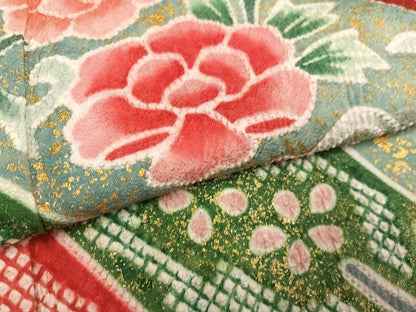 平和屋着物●豪華振袖　総絞り　草花文　金彩　正絹　逸品　AABH4045ph