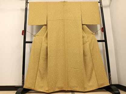 平和屋着物●黄金糸　お召　花唐草文　正絹　逸品　AABH4044ph