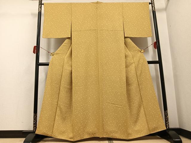 平和屋着物●黄金糸　お召　花唐草文　正絹　逸品　AABH4044ph