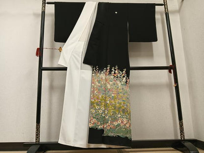 平和屋着物●本加賀友禅作家　百貫華峰　黒留袖　花鳥文　暈し染め　正絹　逸品　AABH3880ph