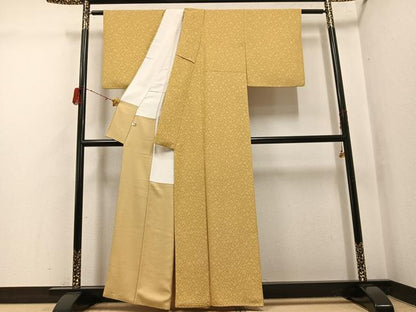 平和屋着物●黄金糸　お召　花唐草文　正絹　逸品　AABH4044ph