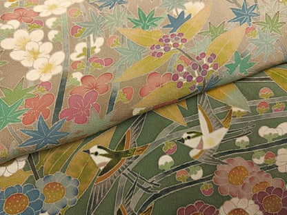 平和屋着物●本加賀友禅作家　百貫華峰　黒留袖　花鳥文　暈し染め　正絹　逸品　AABH3880ph