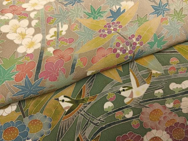 平和屋着物●本加賀友禅作家　百貫華峰　黒留袖　花鳥文　暈し染め　正絹　逸品　AABH3880ph